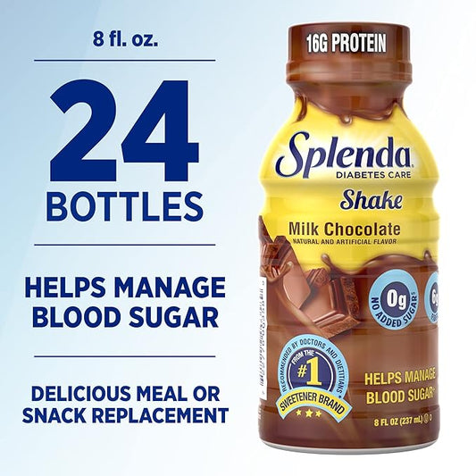 SPLENDA Diabetes Care Shakes - Meal Replacement Shake, 8 Fluid Ounces Per Bottle (Milk Chocolate, 6 Pack)
