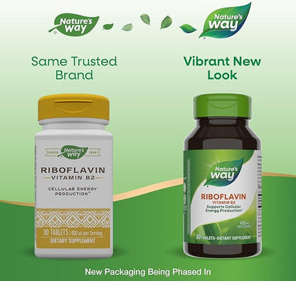 Nature's Way Riboflavin Vitamin B2, Supports 30 Tablets
