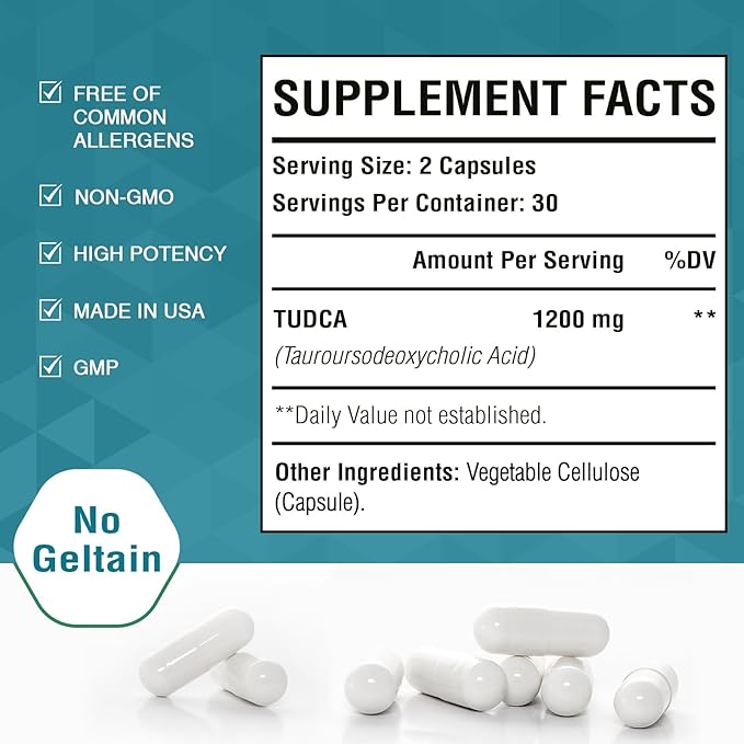 TUDCA Supplement 1200mg 60 Veggie