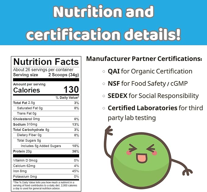 Vegan Vanilla Flavored Pea Protein (2lbs)