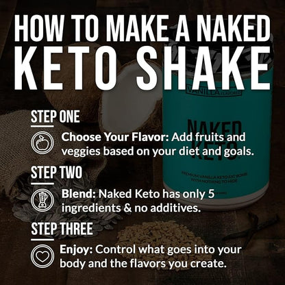 Naked Vanilla Keto - Premium Vanilla Keto Fat Bomb Powder - Nothing Artificial - Gluten-Free Keto Bomb Vanilla Mct Oil Powder with No Gmos - 1.3 Lb
