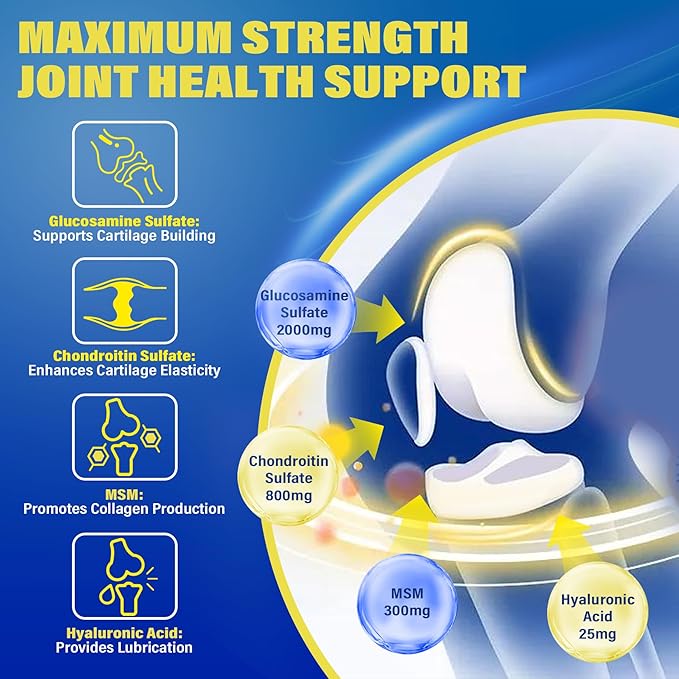 Sugar Free Glucosamine Chondroitin MSM Filled 3100mg -Joint D3, Mobility, 120Cts