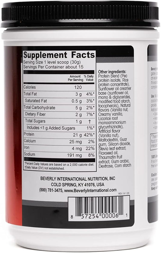 Beverly International PBP, Plant Based Protein. 21g Protein (15 Servings) 1lb. Complete