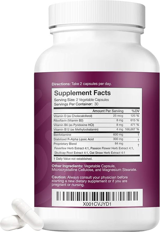 NERVE RENEW Advanced Nerve Support - 300mg Stabilized R-Alpha Lipoic Acid, Vitamin B Complex, Benfotiamine, Herbs for Fast-Acting Support - 3 Pack