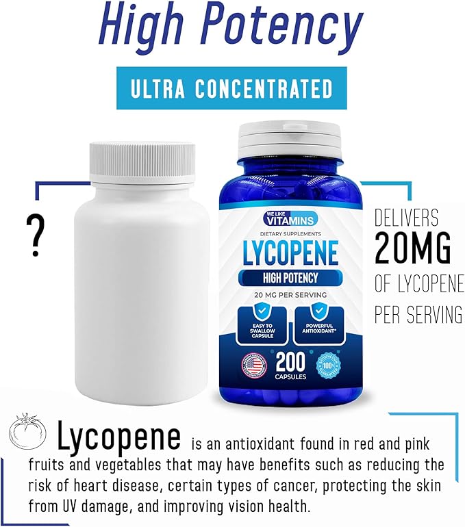 We Like Vitamins Lycopene 20mg Per Serving 200 Capsules