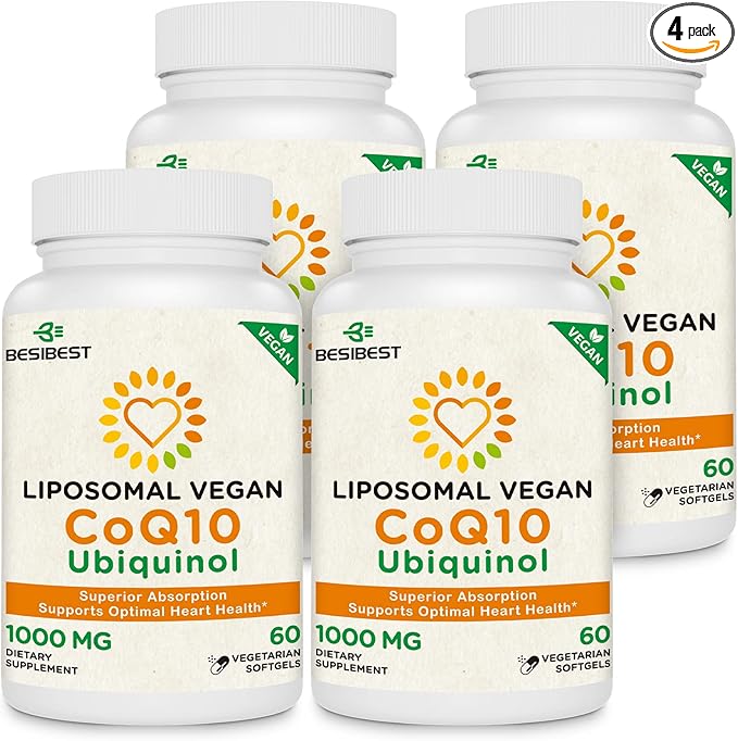 1000mg Liposomal CoQ10 Ubiquinol, 240 Vegan CoQ10 Supplement, Q10 for