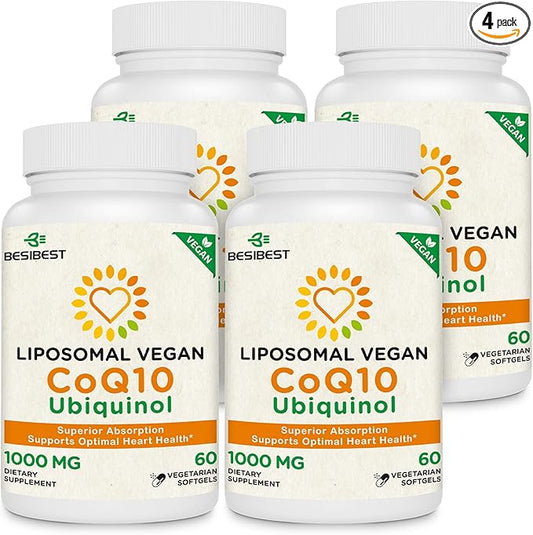 1000mg Liposomal CoQ10 Ubiquinol, 240 Vegan CoQ10 Supplement, Q10 for