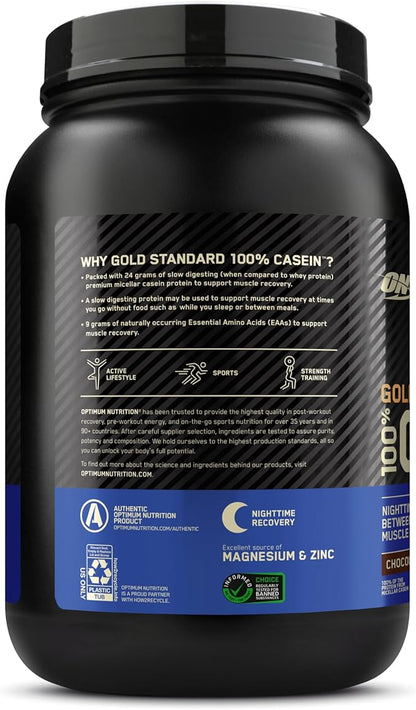 Optimum Nutrition Gold Standard 100% Micellar Casein Protein Powder, Slow Digesting, Helps Keep You Full, Overnight Muscle Recovery, Chocolate Supreme, 2 Pound (Packaging May Vary)