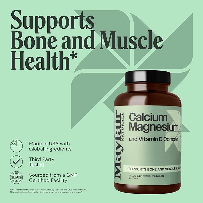 Calcium Magnesium and Vitamin D Complex (2 Pack), 250 Tablets (500 Total),