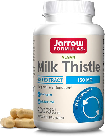 Jarrow Formulas Milk Thistle 150 mg 30:1 Standardized 200 Veggie 66-200 Day