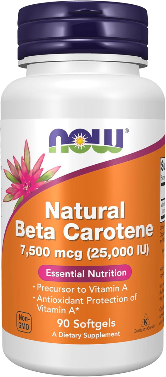 NOW Supplements, Natural Beta Carotene 25,000 90 Softgels