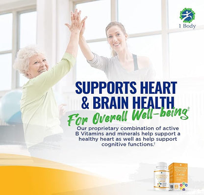 1 Body Vitamin B Complex – 5-MTHF Folate B1, B2, B2, B5, B5, B6, B6, Methyl B12, Niacin,
