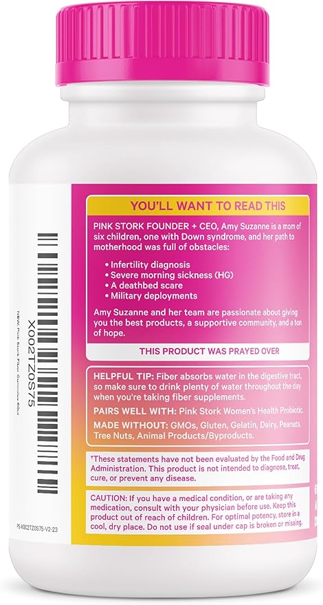 Pink Stork Prenatal Fiber Gummies for Women 3g Prebiotic 60 Vegan