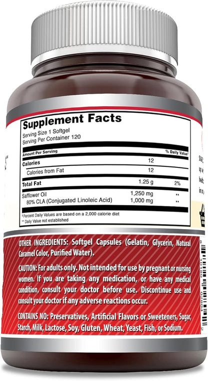 Amazing Formulas CLA | Conjugated Linoleic Acid Supplement | 1250 Mg | Softgels | Non-GMO | Gluten-Free | Made in USA (120 Count)