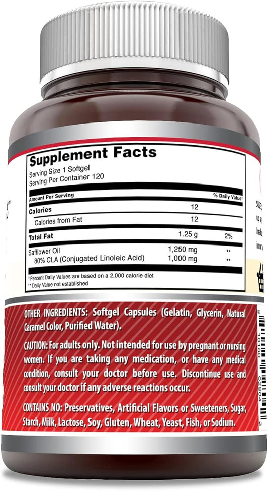 Amazing Formulas CLA | Conjugated Linoleic Acid Supplement | 1250 Mg | Softgels | Non-GMO | Gluten-Free | Made in USA (120 Count)