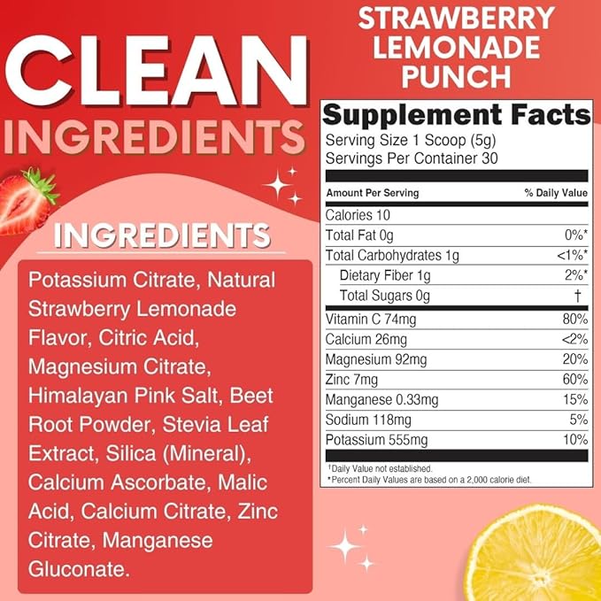 Zero Sugar - Strawberry Lemonade Punch 30 Servings