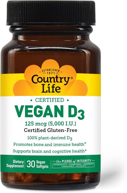 Country Life Vegan D3, 30 Count