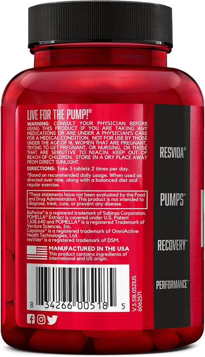 BSN NITRIX 2.0 - Nitric Oxide Precursors, 3g Creatine, 3g L Citrulline - Supports Workout Performance, Pumps, Muscle Recovery and Endurance - 90 Tablets