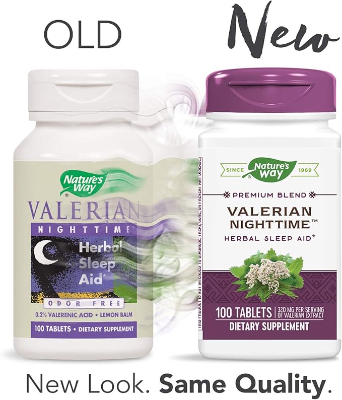 Nature's Way Valerian Nighttime, Herbal Sleep 320 mg 100 Tablets