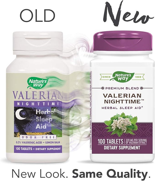 Nature's Way Valerian Nighttime, Herbal Sleep 320 mg 100 Tablets