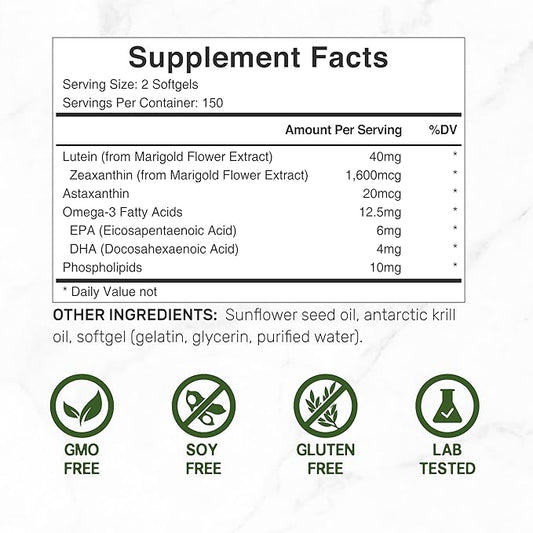 DEAL SUPPLEMENT Lutein and Zeaxanthin Supplements, 40mg Per 300 Softgels, Omega-3s and