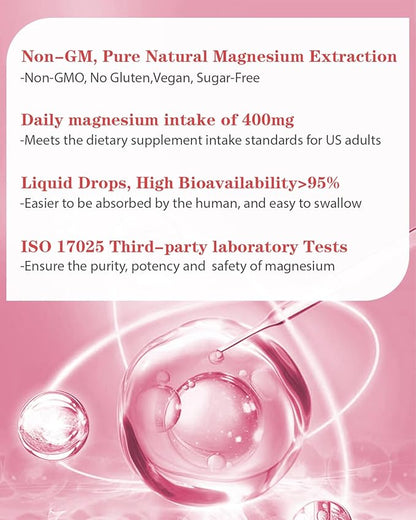 Liquid Magnesium Glycinate,Kids Magnesium Drops,400mg Liquid (2 Fl Oz/1PCS)
