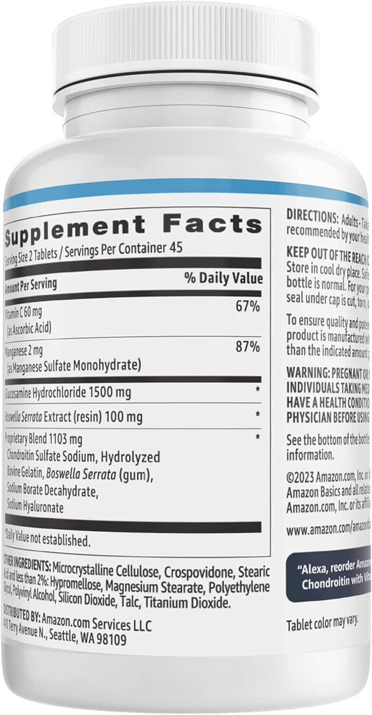 Amazon Basics Glucosamine 1500 mg 60 mg, 90 Tablets (2 per