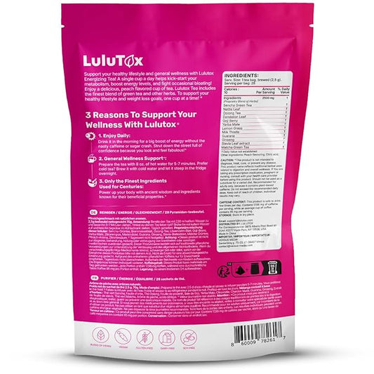 Detox Tea - Herbal Blend with Dandelion, Ginseng, and Ginger - Supports A Healthy Weight, Digestive Health - Vegan, All Natural, Laxative-Free - Peach Flavor (3 Pack x 28 Servings)