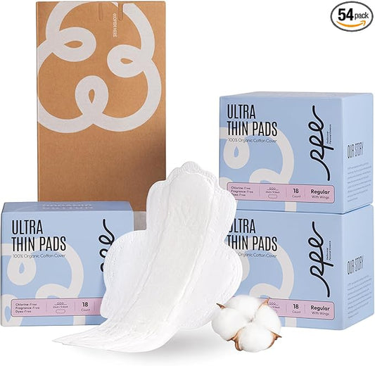 100% Organic Pads for Women, Ultra 3, 54 54 Count)