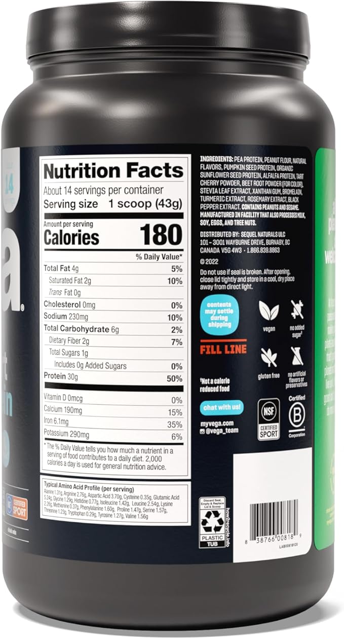 Vega Sport Protein Powder, Plant-Based Vegan (14 Servings)
