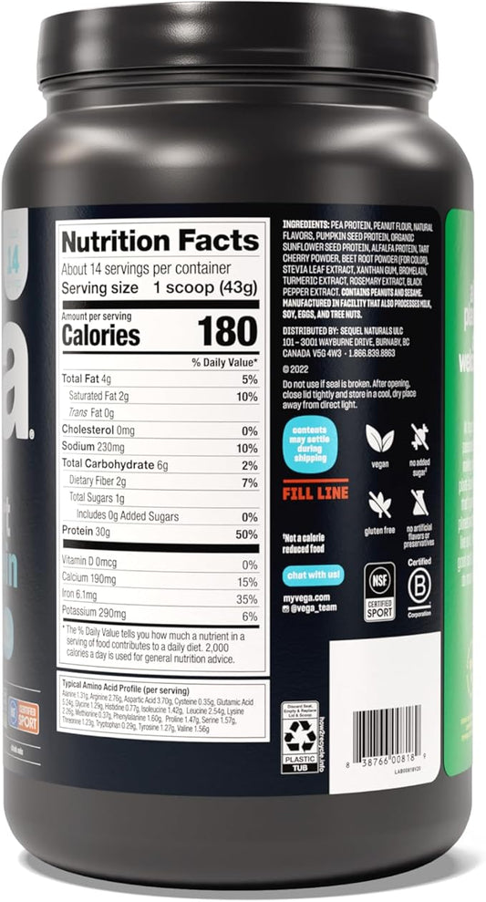 Vega Sport Protein Powder, Plant-Based Vegan (14 Servings)