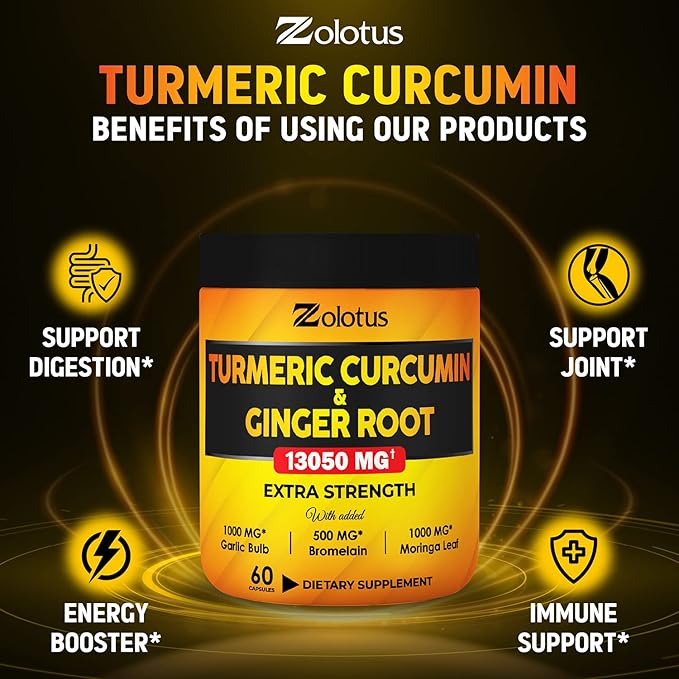 6 in 1 Turmeric Curcumin + 95% Curcuminoids, 13050mg, with 60 Capsules