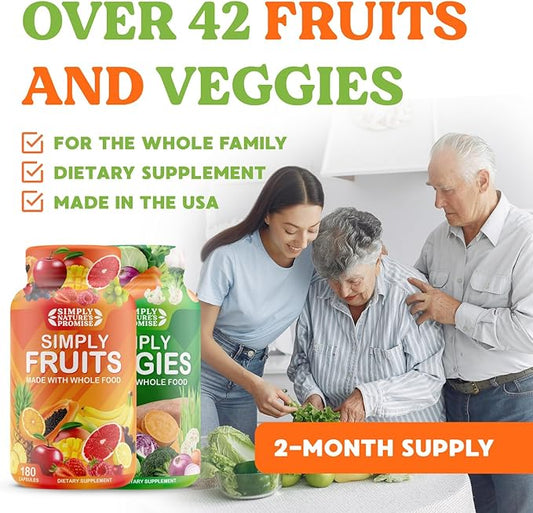 Simply Nature's Promise - Packed with Over 40 Different Fruits & Vegetables - 2 Month Supply- Made with Whole Food Superfoods - with Aloe Vera – 100% Soy Free - 360 Capsules