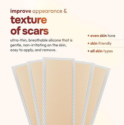 10 Pack Silicone Sheets for Scars, (6” x 1.6”)