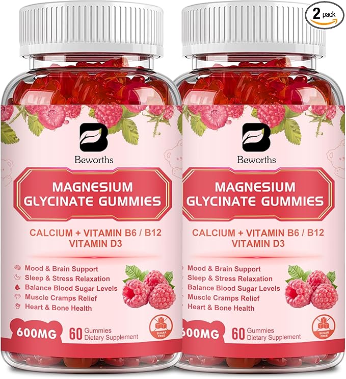 Magnesium Glycinate Gummies, 600Mg Magnesium Supplement Q10, Vitamin, 120 Vegan