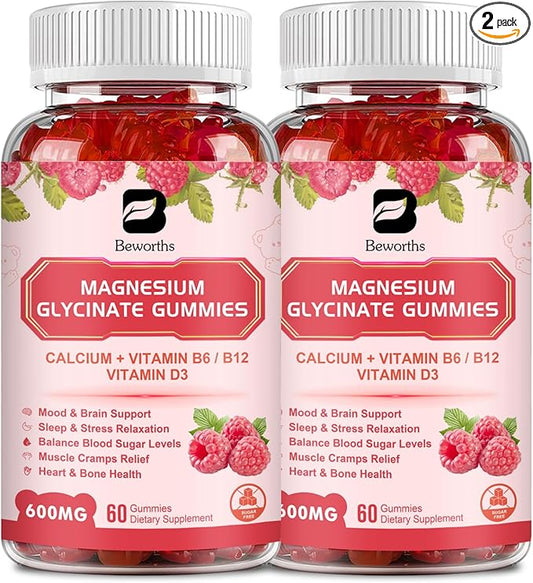 Magnesium Glycinate Gummies, 600Mg Magnesium Supplement Q10, Vitamin, 120 Vegan