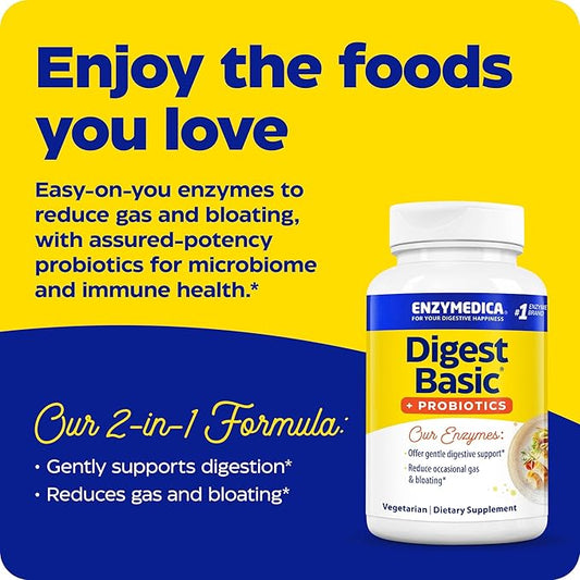 Enzymedica, Digest Basic + Probiotics, Gentle 400 Million 90 Count