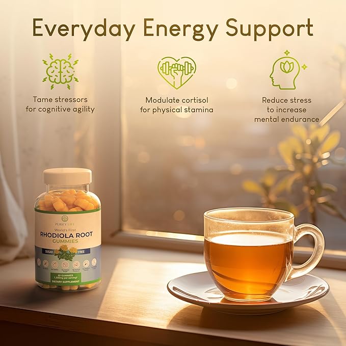 Sugar-Free Rhodiola Rosea Gummies (1500mg/Serving) Adaptogenic 60 Vegan