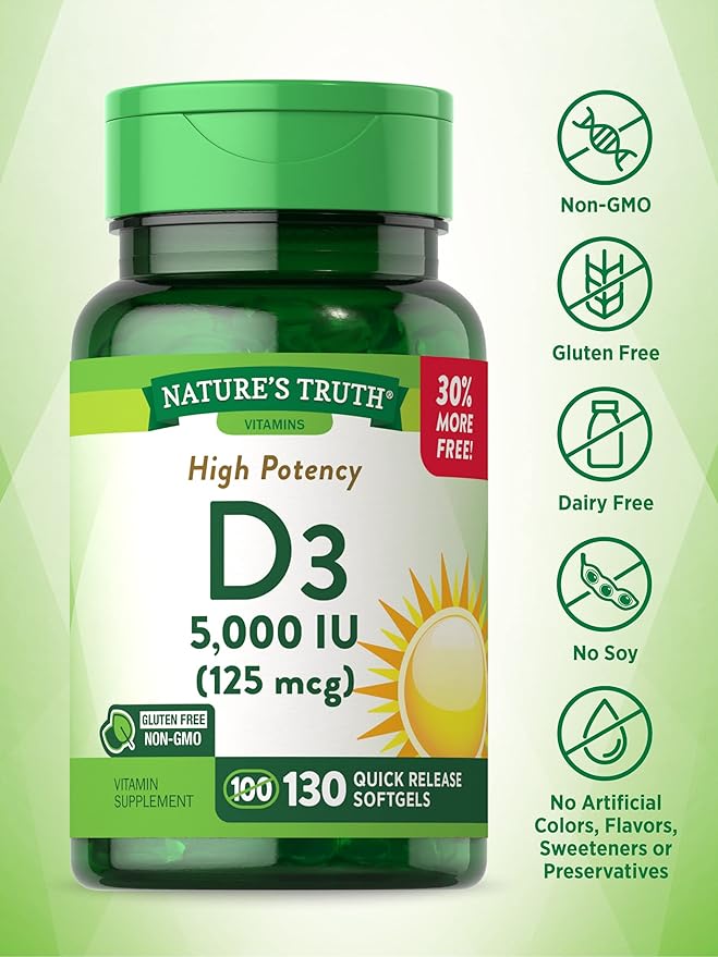Nature's Truth Vitamin D3 5000 IU 130 Count