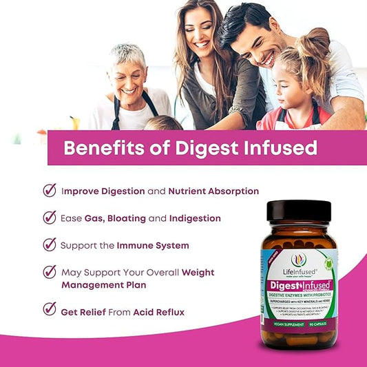 Life Infused - Premium Digestive Enzyme 21 Plant-Based 72 Key 90 Caps