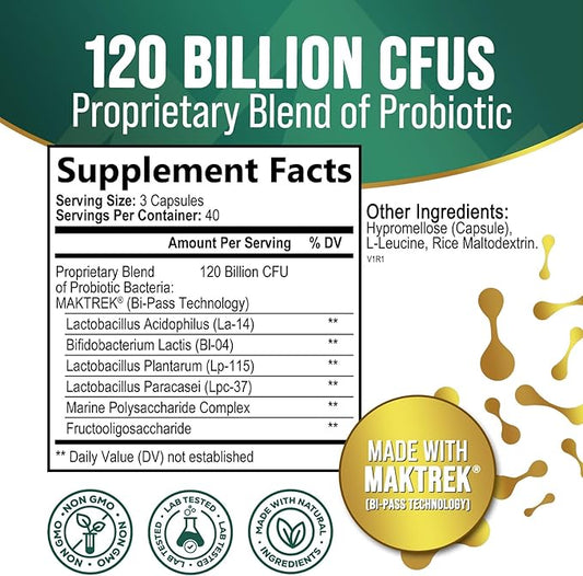 Probiotics for Digestive Health, 120 Billion 120 Capsules