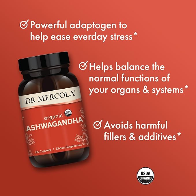 Dr. Mercola Organic Ashwagandha, 30 Servings (60 Capsules),