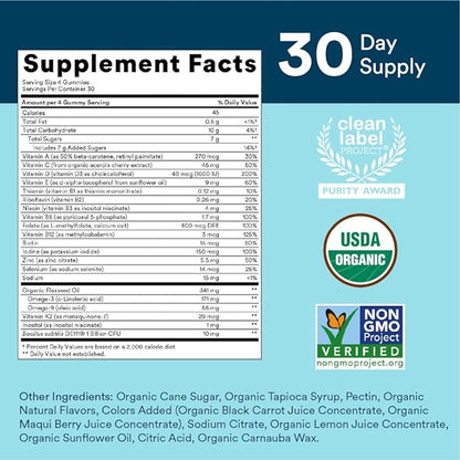 SmartyPants Multivitamin for Men, Organic Gummies: CoQ10, Methylfolate, 3 (ALA), D3, C, B12, B6, B6, Vitamin 120 Gummies (30 Day