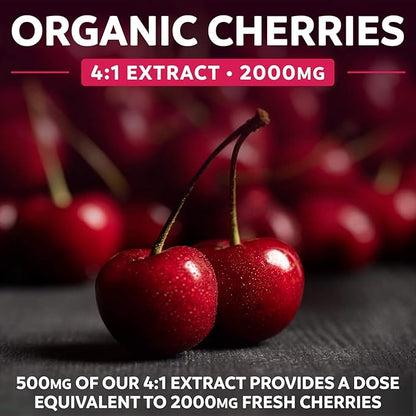 Organic Tart Cherry Capsules (Vegan & 4:1 Extract 2000mg of 60 Capsules 500mg