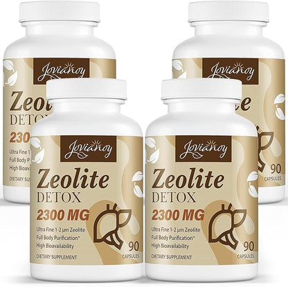 2300 MG Zeolite Detox Capsules, Organic Activated Charcoal, Bentonite Clay, 1-2 µm Clinoptilolite, Maximum Absorption, Gut Liver Detox Cleanse Full Body for Women Men, 360 Capsules