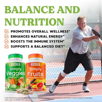Simply Nature's Promise - Packed with Over 40 Different Fruits & Vegetables - 4 Month Supply- Made with Whole Food Superfoods - with Aloe Vera – 100% Soy Free - 720 Capsules