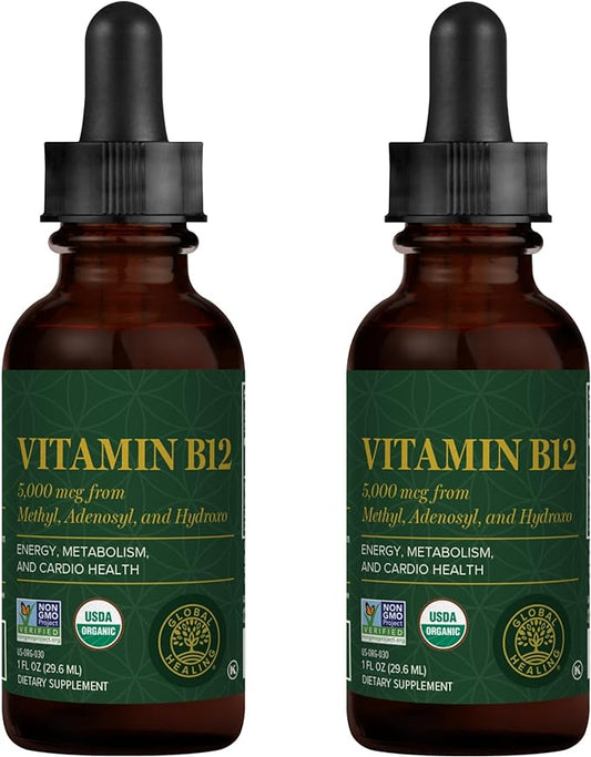 Global Healing Vitamin B12 5000 mcg, 3-in-1 Methylcobalamin, 1 Fl (2-Pack)