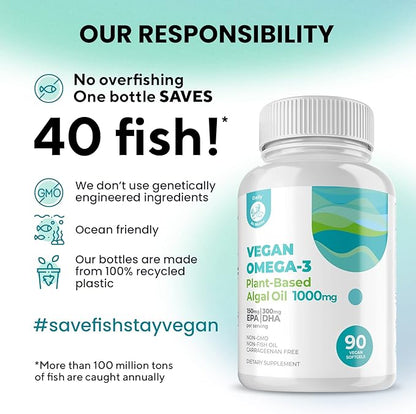 DR. MORITZ Vegan Omega 3 DHA Omega-3 Fatty 1000mg - (90 Count 1))