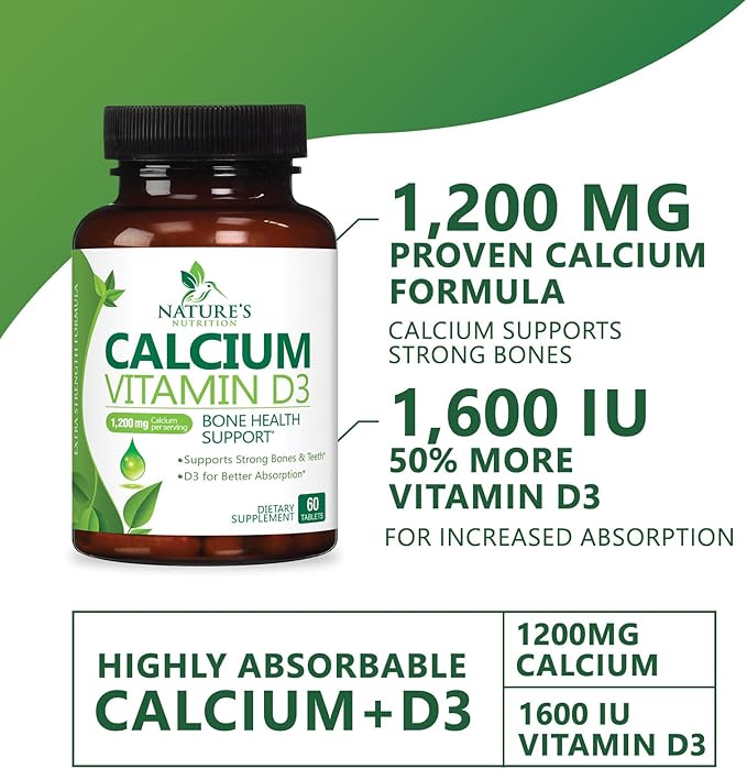 Calcium 1200 mg Plus Vitamin D3, 60 Tablets