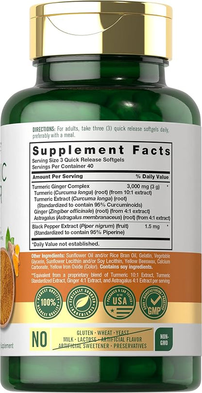 Carlyle Turmeric and Ginger Supplement 3000 mg 120 Softgel